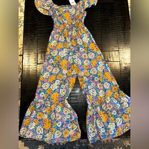 Colorful sleeveless Floral Print Jumpsuit women’s size s new with tags